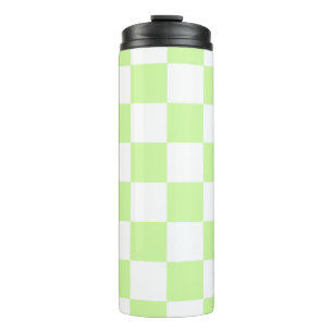 Pastellgrün kariertes Gingham-Muster Thermosbecher