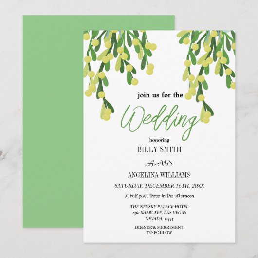 Pastellgrün mistletoe für Ihre magische Hochzeit Einladung (Vorne/Hinten)