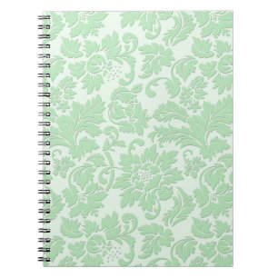 Pastellgrün monochromatischer vintage Blumen-Damas Notizblock