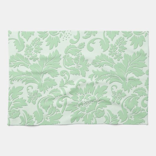 Pastellgrün monochromatischer Vintager BlumenDamas Küchentuch (Horizontal)