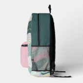 Pastellgrün Pink Gold Wavy Muster Bedruckter Rucksack (Rechts)