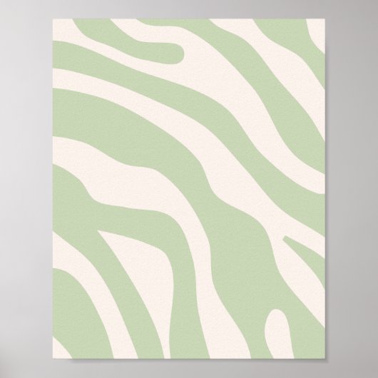 Pastellgrün Retro Linienmuster Poster (Vorne)