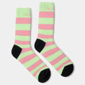 Pastellgrün rosa Streifen für Individuelle Name Socken (Rechts)