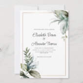 Pastellgrün, schöne Blätter Blumenzehen Einladung (Vorderseite)