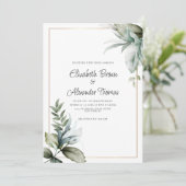 Pastellgrün, schöne Blätter Blumenzehen Einladung (Stehend Vorderseite)