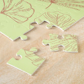 Pastellgrün und beige Blätter Muster  Puzzle (Seite)