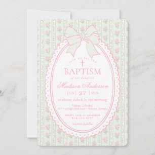 Pastellgrün Vintage Fancy Floral Taufe Einladung