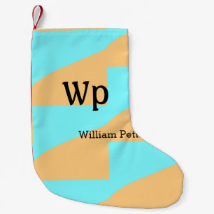 Pastellgrünblaue Hinzufügen Name Monogramm Buchsta Kleiner Weihnachtsstrumpf