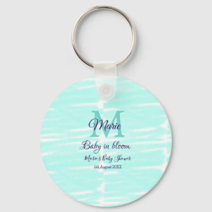 Pastellgrüne Baby-Blüten-Monogramm-Baby-Shower-Te Schlüsselanhänger