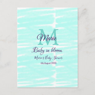 Pastellgrüne Baby-in-Blüten-Monogramm-Baby-Party T Postkarte