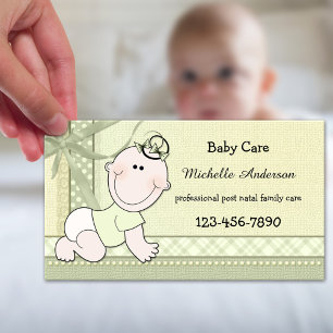 Pastellgrüne Babypflege-Babysitter Visitenkarte