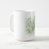 Pastellgrüne botanische Aquarellblätter Kaffeetasse (Vorderseite Links)