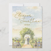 Pastellgrüne Florale Wasserfarbe Outdoor-Hochzeit Einladung (Vorderseite)