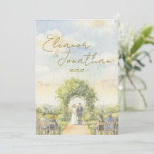 Pastellgrüne Florale Wasserfarbe Outdoor-Hochzeit Einladung (Stehend Vorderseite)