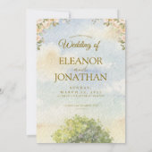 Pastellgrüne Florale Wasserfarbe Outdoor-Hochzeit Einladung (Rückseite)