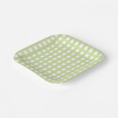 Pastellgrüne Gingham-Karopapierplatte Pappteller (Gewinkelt)