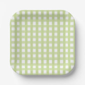Pastellgrüne Gingham-Karopapierplatte Pappteller (Vorderseite)