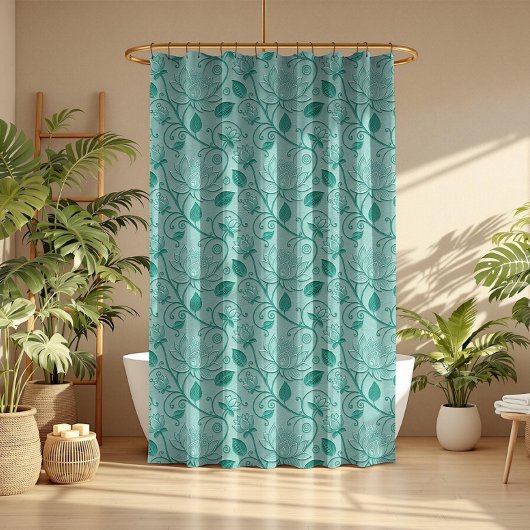 Pastellgrüne Lotus-Prägung Duschvorhang