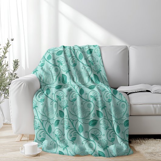Pastellgrüne Lotus-Prägung Fleecedecke