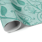 Pastellgrüne Lotus-Prägung Geschenkpapier (Rolleneckpunkt)