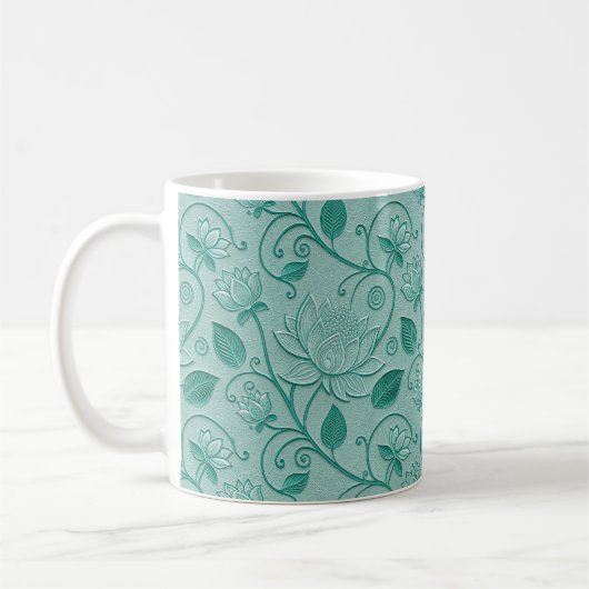 Pastellgrüne Lotus-Prägung Kaffeetasse (Links)
