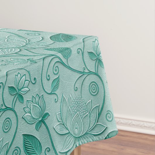 Pastellgrüne Lotus-Prägung Tischdecke (Beispiel)