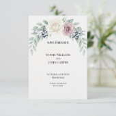 Pastellgrüne rosa Blumenhochzeit - Save the Date (Stehend Vorderseite)