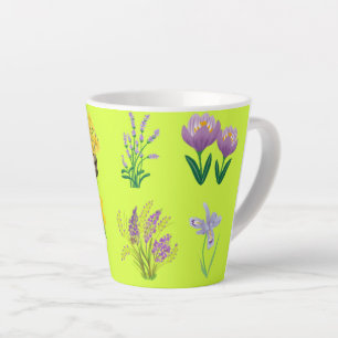 Pastellgrüne Tasse mit gelben und Lila Florals