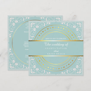 Pastellgrüne und goldene Hochzeit Einladung