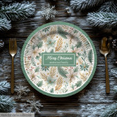 Pastellgrüne und goldene Teller Weihnachts-Blumen-