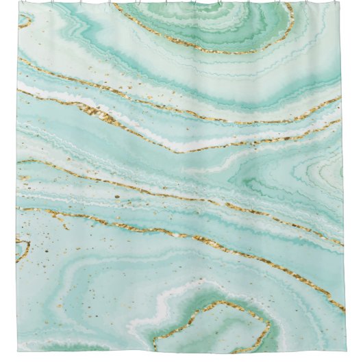 Pastellgrüner Marmorboden Duschvorhang (Vorderseite)