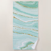 Pastellgrüner Marmorboden Strandtuch (Vorderseite)