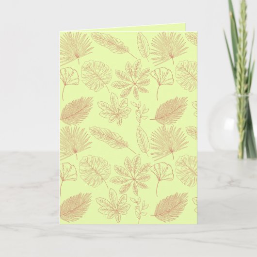Pastellgrünes und Beiges Blätter-Muster Karte (Vorderseite)