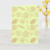 Pastellgrünes und Beiges Blätter-Muster Karte (Gelbe Blume)