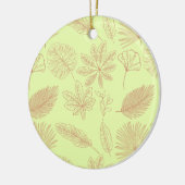 Pastellgrünes und Beiges Blätter-Muster Keramik Ornament (Links)