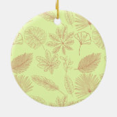 Pastellgrünes und Beiges Blätter-Muster Keramik Ornament (Hinten)