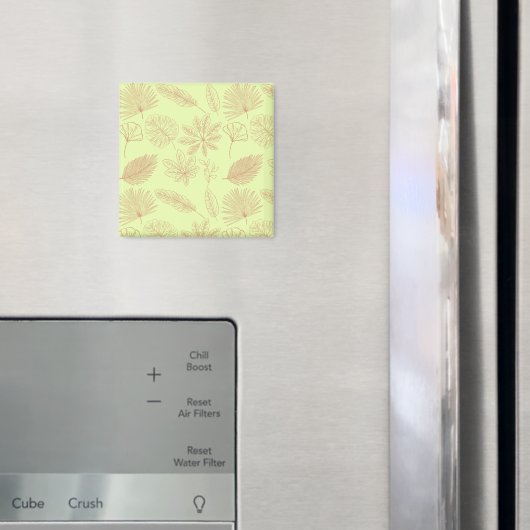 Pastellgrünes und Beiges Blätter-Muster Magnet (In Situ (Kühlschrank))