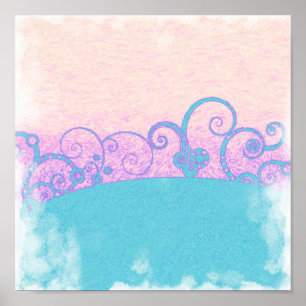 Pastellgrunge wirbelnde Fantasie Leinwand Poster