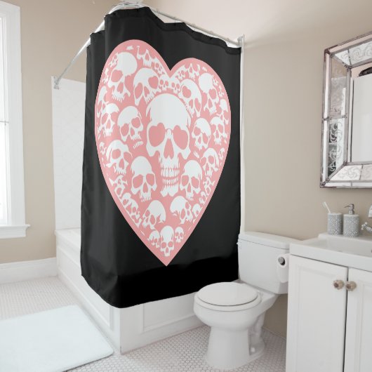 Pastellgürtel Rosa Herzkranz Duschvorhang (Beispiel)