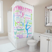 Pastellgymnastik fasst Typografie ab Duschvorhang (Beispiel)