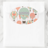 Pastellheiße Luftballons Steigen rosa Streifen Him Ovaler Aufkleber (Tasche)