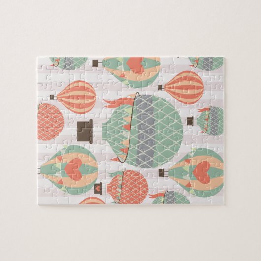 Pastellheiße Luftballons Steigen rosa Streifen Him Puzzle (Horizontal)