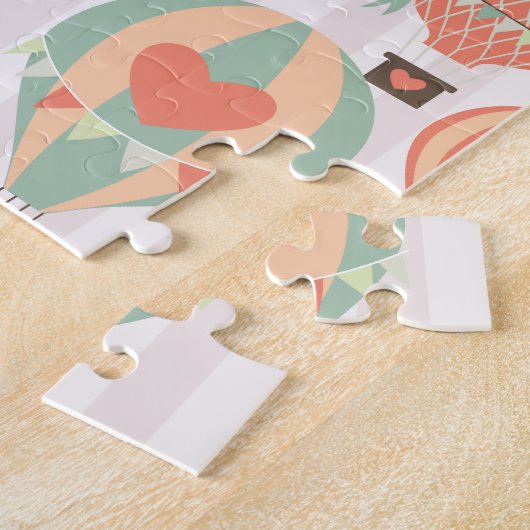 Pastellheiße Luftballons Steigen rosa Streifen Him Puzzle (Seite)