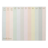 Pastellinien mit großen Goldzahlen Notizblock (Vorderseite)