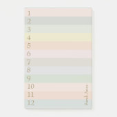 Pastellinien mit großen Goldzahlen Post-it Klebezettel (Vorderseite)