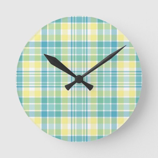 Pastellkariertes Runde Wanduhr (Vorderseite)