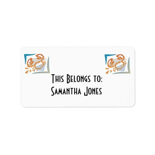 Pastellkrabbe Adressaufkleber (Vorne)