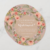 PastellKranz sind Sie meine Brautjungfer Einladung (Vorne/Hinten)