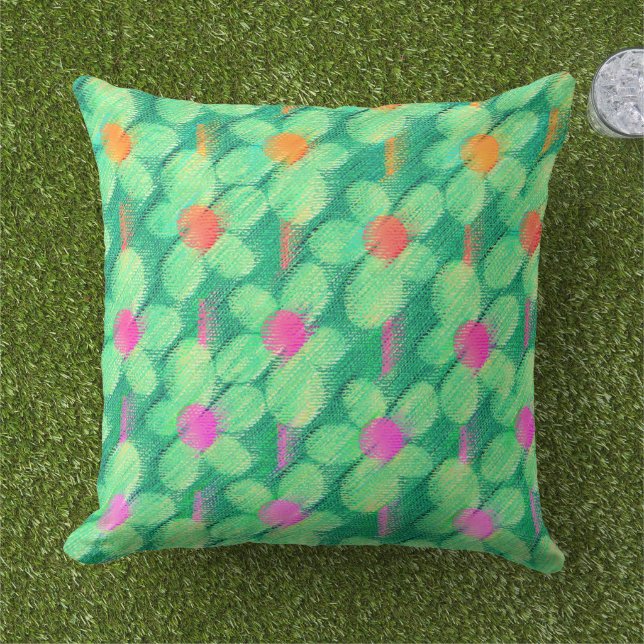 Pastellkreide Blumenmuster Kissen (Gras)