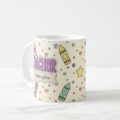 Pastellkreide-Lehrer-Schulmuster Kaffeetasse (Vorderseite Links)